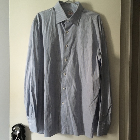 ISAIA Italy Blue Striped Cotton Shirt 18/45 - Picture 1 of 7